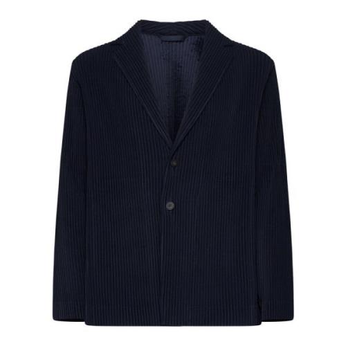 Navy Blue Plissert Blazer Jakke