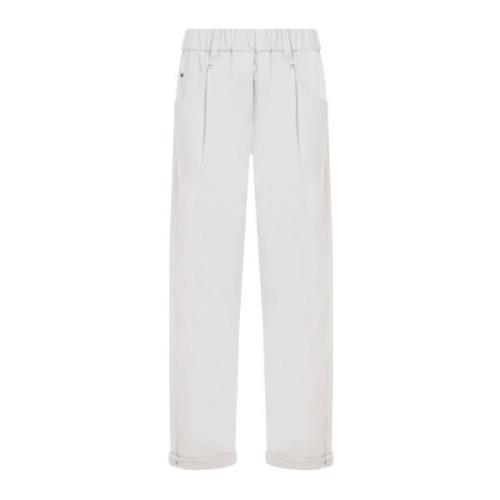 Beige Pull-On Pant med Gull Hardware