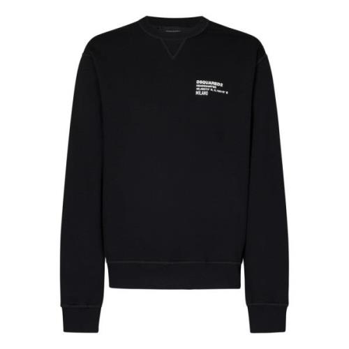 Sort Crewneck Sweatshirt med Hvit Skrift