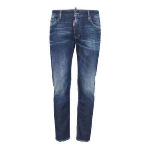 Blå Faded Skinny Jeans