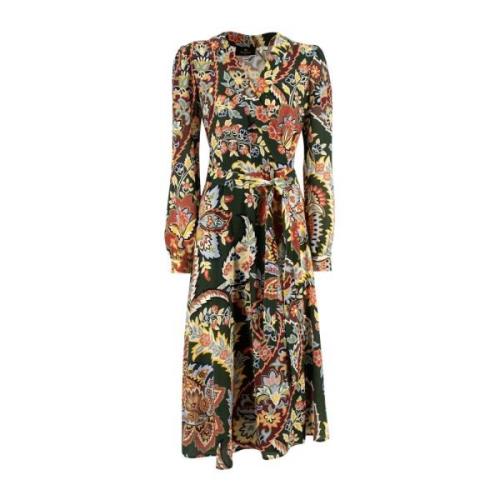 Blomster Paisley Print Midi Kjole