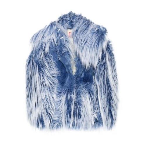 Blå Faux-Fur Ombre Jakke