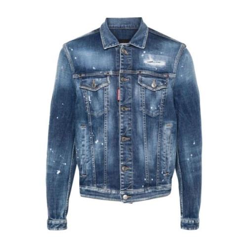 Denim Distressed Paint Splatter Jacket