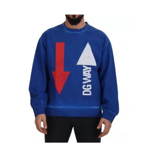 Blå Crewneck Bomullsgenser Dgway Logo