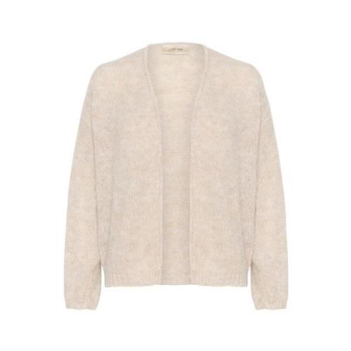 Beige Melert Strikket Cardigan - Topper