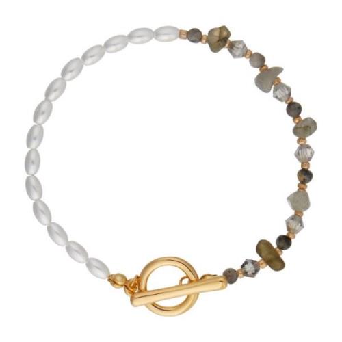 Labradorite Pearl Asymmetrisk T-Bar Armbånd