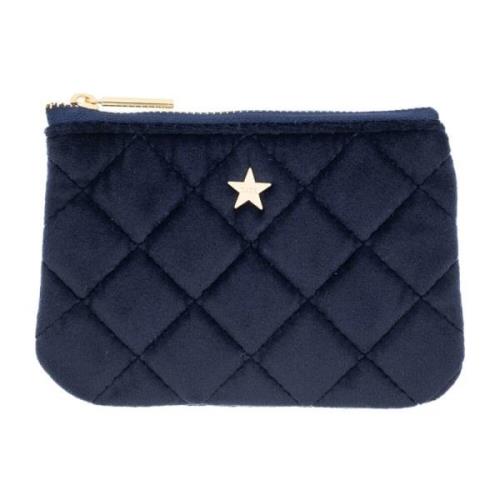 Velvet Quilted Mini Pouch Marineblå