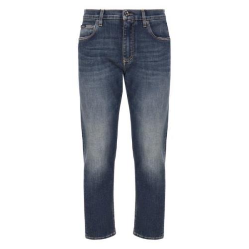 Italienske Denim Jeans Rett Passform