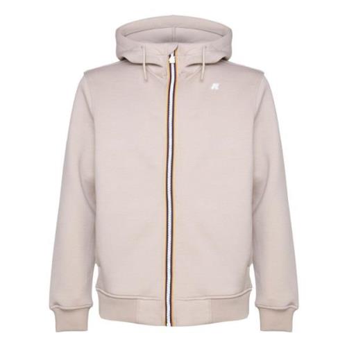 Beige Zip Hooded Sweatshirt Jacket