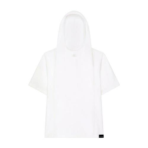 Hvit Hoodie T-skjorte med Brodert Logo