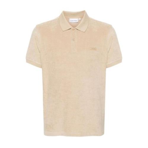 Beige Polo Skjorte med Logo Detalj