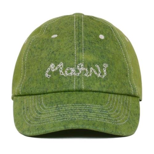 Grønn Denim Hat med Brodert Logo