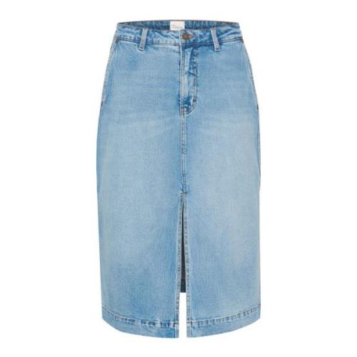 Denim Skjørt Lyseblå Retro Vask