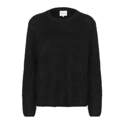 Sort Strikket Pullover Genser