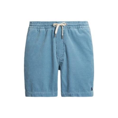 Corduroy Shorts med Logo Broderi