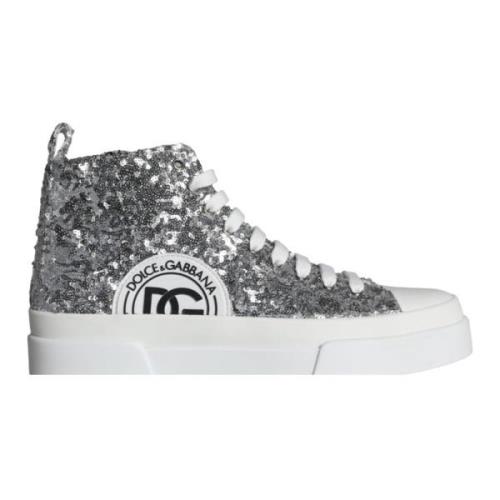 Paljetter High Top Sneakers Sølv Hvit