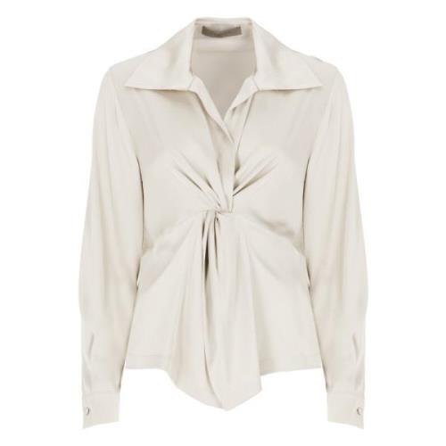 Ivory V-hals Bluse med Krage