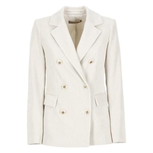 Ivory Corduroy Blazer Peak Revers Jakke