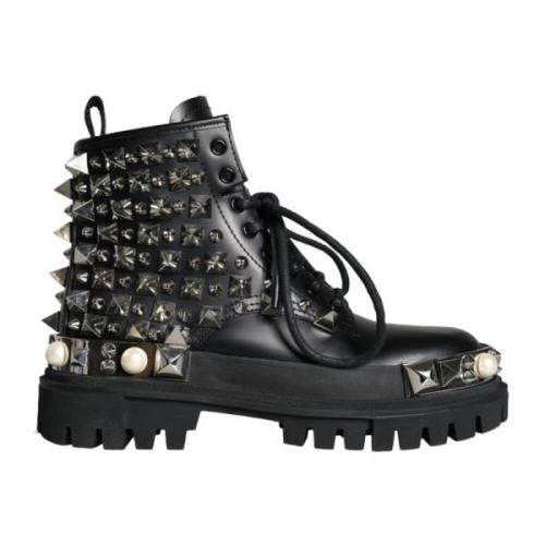 Svarte Studded Combat Boots