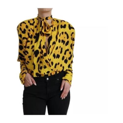 Leopard Print Ascot Krage Bluse Bodysuit