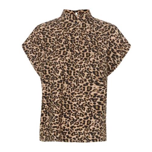 Sort Leo Print Løstsittende Bluse