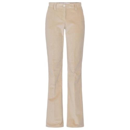 Beige Corduroy Bootcut Bukser for Kvinner