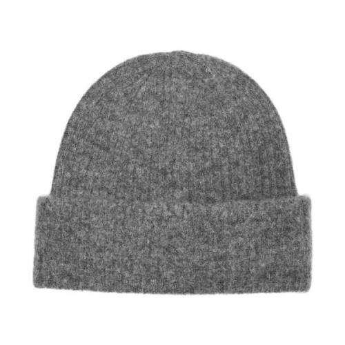 Ribbestrikket Beanie - Grå Melange