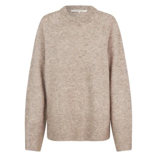 Beige Melange Strikket Raglan Genser