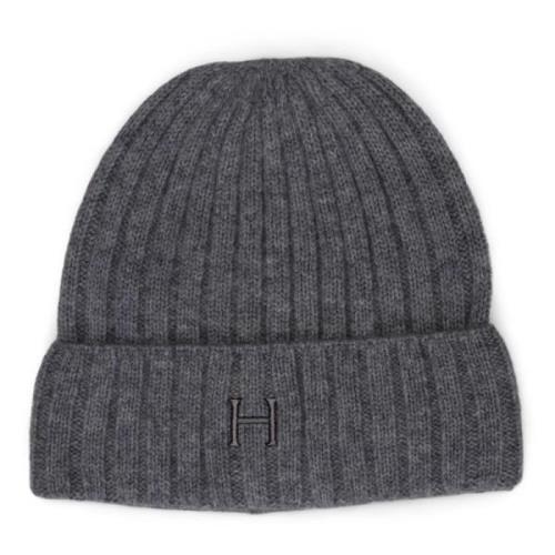 Myk Cashmere Rib Beanie i Grå