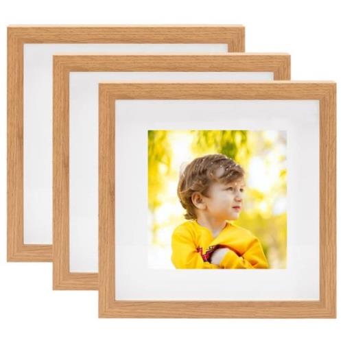 vidaXL 3D fotoboksrammer 3 stk eik 28x28 cm for 20x20 cm bilde