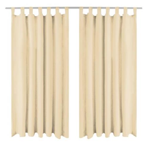 vidaXL Mikrosateng gardiner med hemper 2 stk 140x245 cm beige