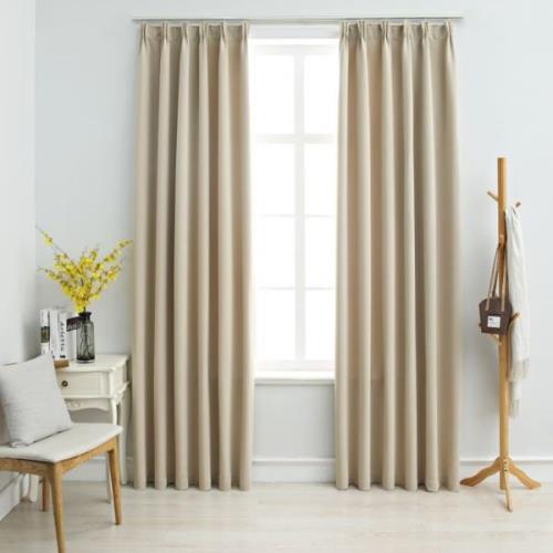 vidaXL Lystette gardiner med kroker 2 stk beige 140x175 cm