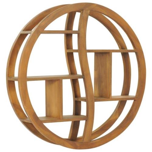 vidaXL Vegghylle yin og yang 80x17,5x80 cm heltre teak