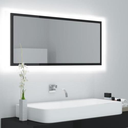 vidaXL LED-badespeil høyglans svart 100x8,5x37 cm akryl