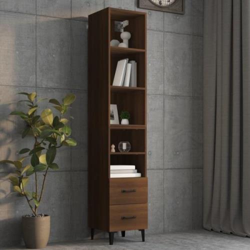 vidaXL Highboard brun eik 34,5x34x180 cm konstruert tre