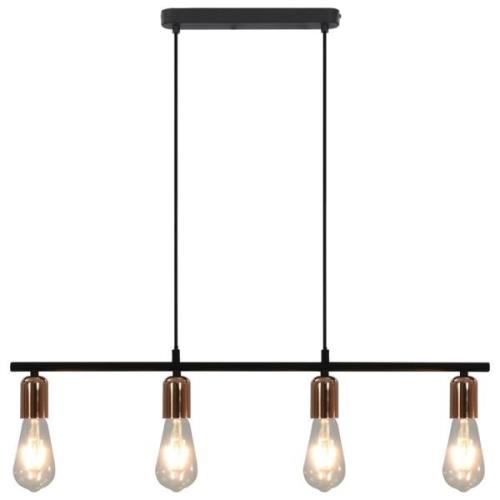 vidaXL Taklampe med glødelamper 2 W svart og kobber 80 cm E27