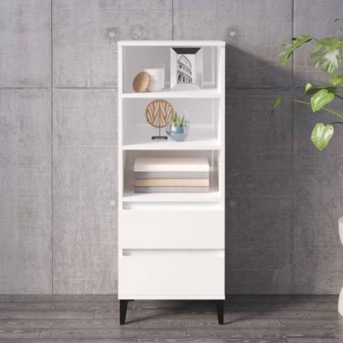 vidaXL Highboard høyglans hvit 40x36x110 cm konstruert tre