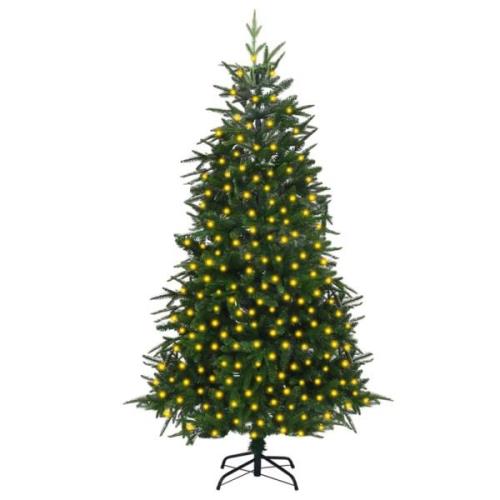 vidaXL Forhåndsbelyst kunstig juletre 210 cm PVC og PE