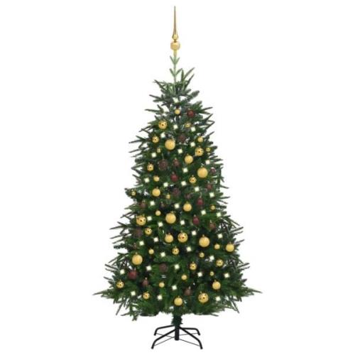 vidaXL Kunstig juletre med LED og kulesett 180 cm PVC og PE grønn