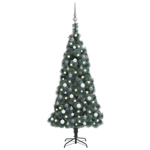 vidaXL Kunstig juletre med LED og kulesett 150 cm PVC og PE grønn