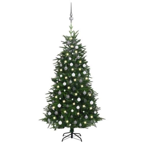 vidaXL Kunstig juletre med LED og kulesett 180 cm PVC og PE grønn