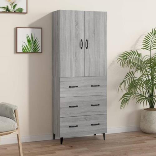 vidaXL Highboard grå sonoma 69,5x34x180 cm konstruert tre