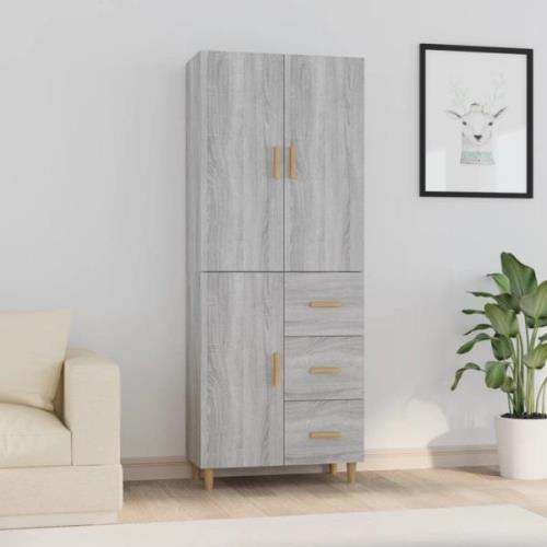 vidaXL Highboard grå sonoma 69,5x34x180 cm konstruert tre