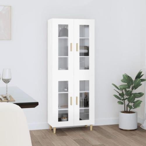 vidaXL Highboard høyglans hvit 69,5x34x180 cm konstruert tre