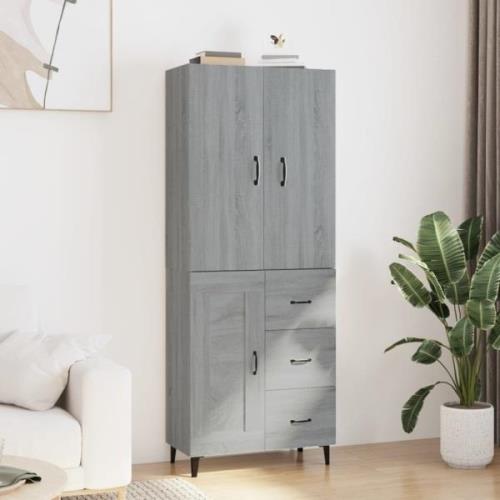 vidaXL Highboard grå sonoma 69,5x34x180 cm konstruert tre