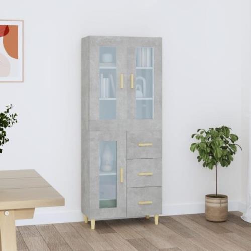 vidaXL Highboard betonggrå 69,5x34x180 cm konstruert tre