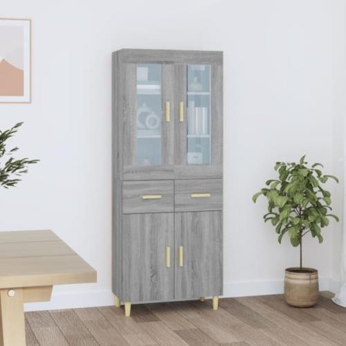 vidaXL Highboard grå sonoma 69,5x34x180 cm konstruert tre