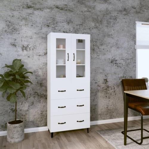 vidaXL Highboard hvit 69,5x34x180 cm konstruert tre