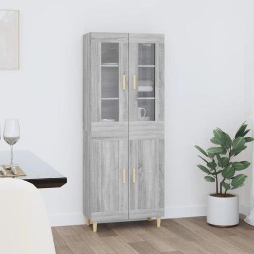 vidaXL Highboard grå sonoma 69,5x34x180 cm konstruert tre