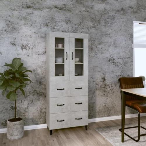 vidaXL Highboard betonggrå 69,5x34x180 cm konstruert tre